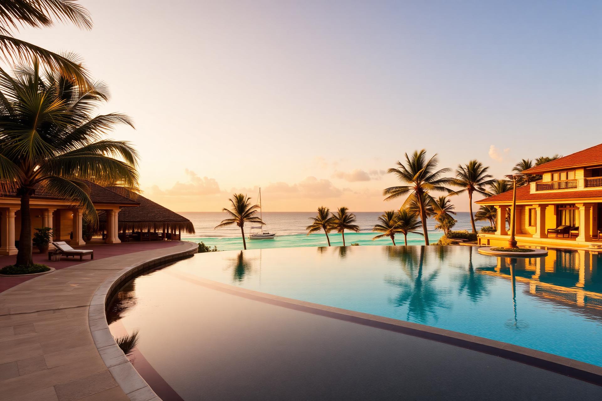 Luxury five-star resort at sunset